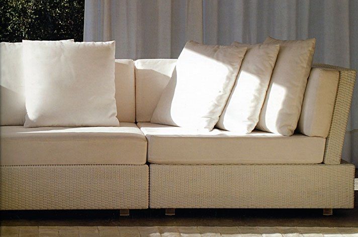 outdoor sofa with white cushions