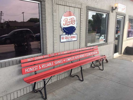 Red bench with