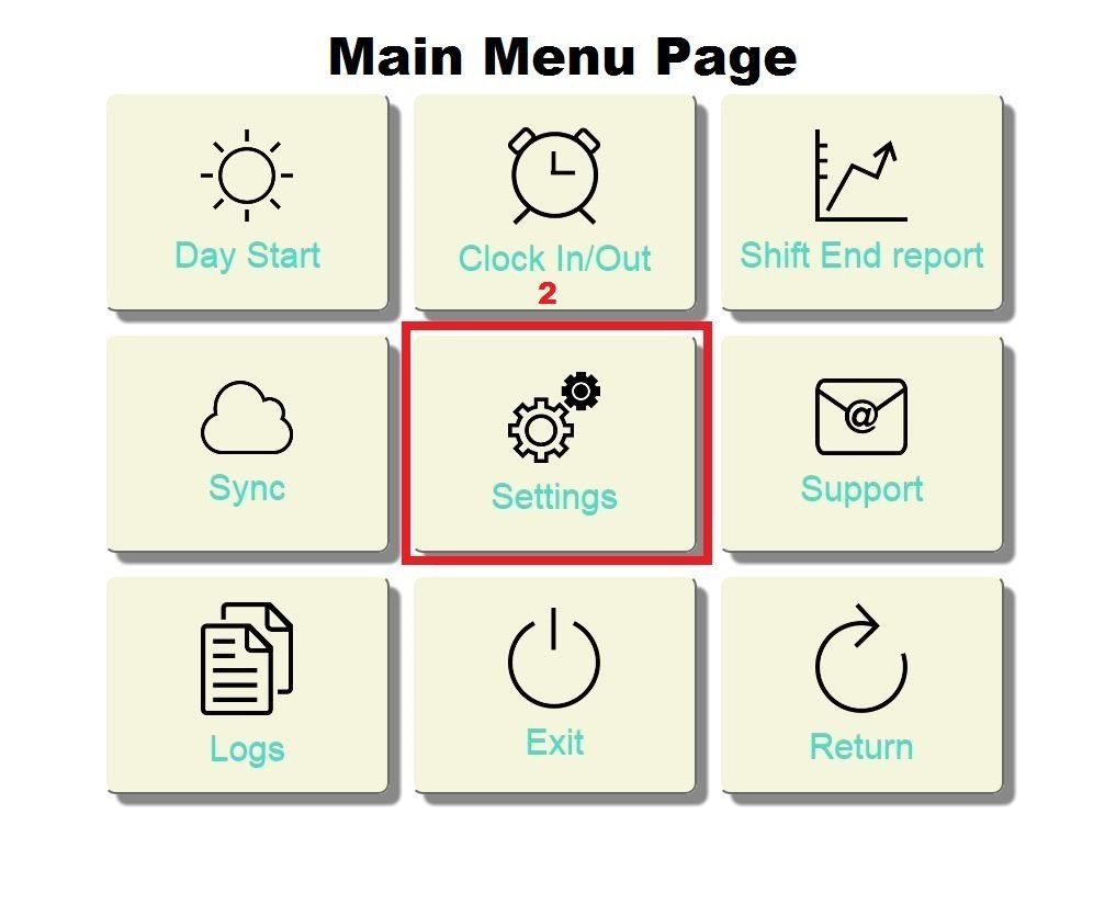 Main Menu Setting Button