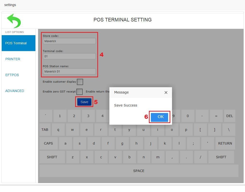 POS Terminal Setting
