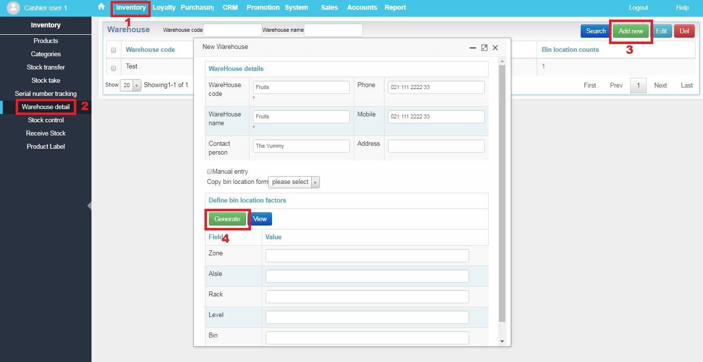 Retail POS Warehouse Detail