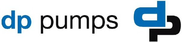 DP Pumps Logo: Blau und Schwarz, „DP“ übereinander, mit dem Text „Pumps“.