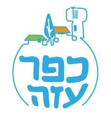 Hebrew logo with blue text and small stylized figures in blue, green, and orange above it