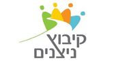 Logo with colorful abstract figures above Hebrew text 