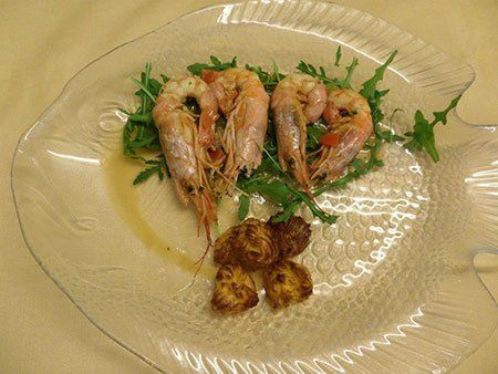 gamberi e rucola