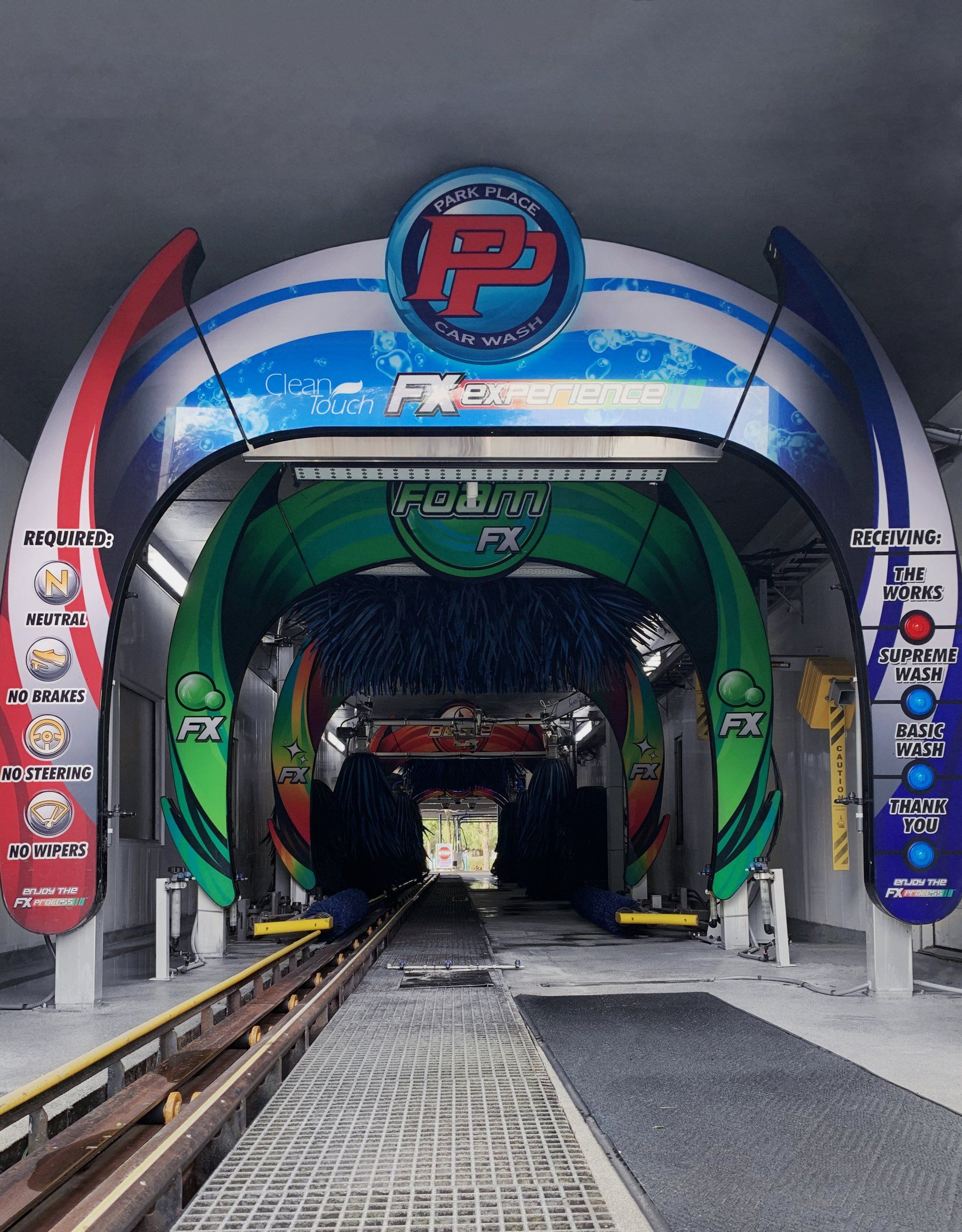 in the tunnel at Park Place Car Wash in Florida