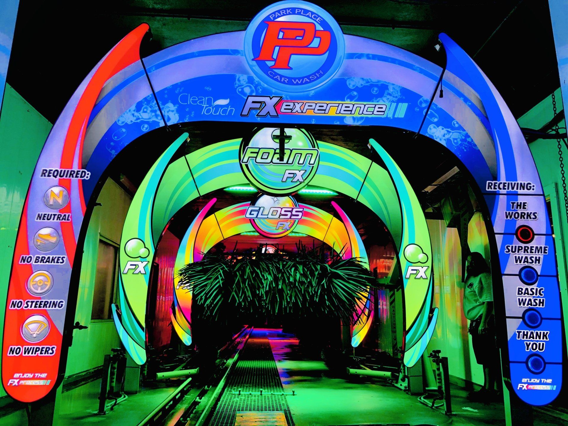 in the tunnel at Park Place Car Wash in Florida