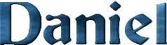 The name daniel is written in blue letters on a white background.