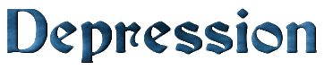 The word depression is written in blue on a white background.