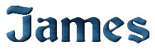 The name james is written in blue letters on a white background.