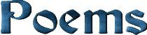 The word poems is written in blue on a white background.
