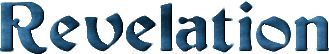 The word revelation is written in blue on a white background.