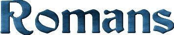 The word romans is written in blue letters on a white background.