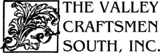 Logo for The Valley Craftsmen South, Inc. Decorative floral square on the left, black text on white background.