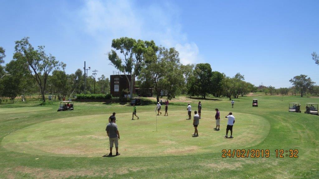 playing golf
