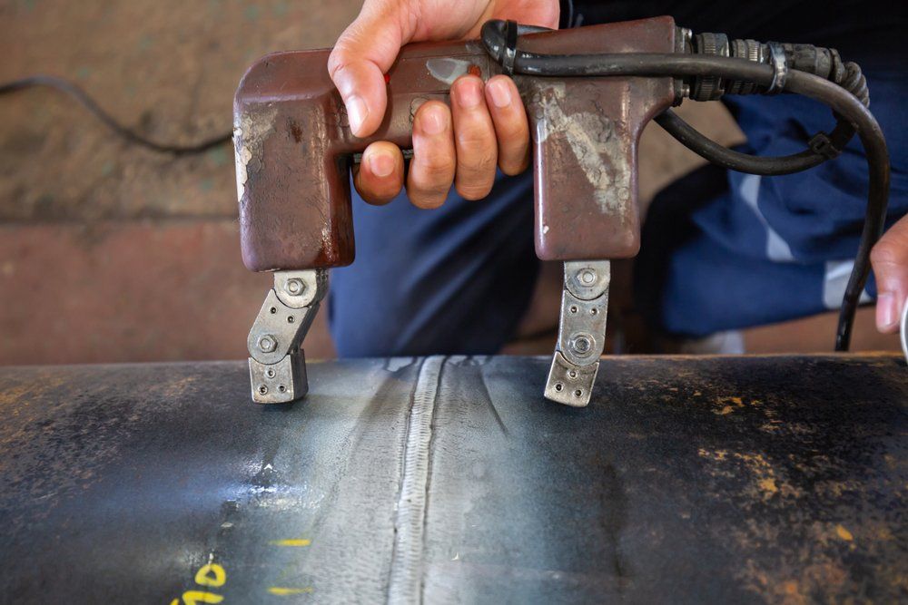 Male Worker Test Steel Pipeline - Commercial Inspection & Testing in Paget, QLD