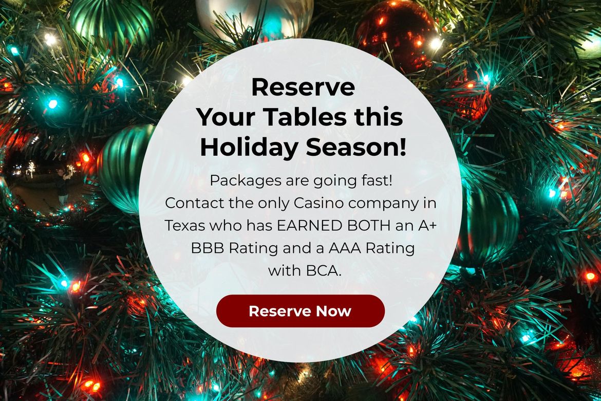 A christmas tree with a sign that says reserve your tables this holiday season