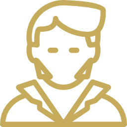 A gold icon of a man wearing a jacket.