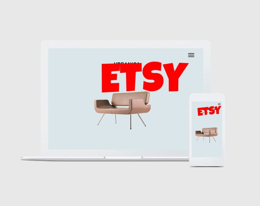 Een Etsy-website wordt weergegeven op een laptop en telefoon