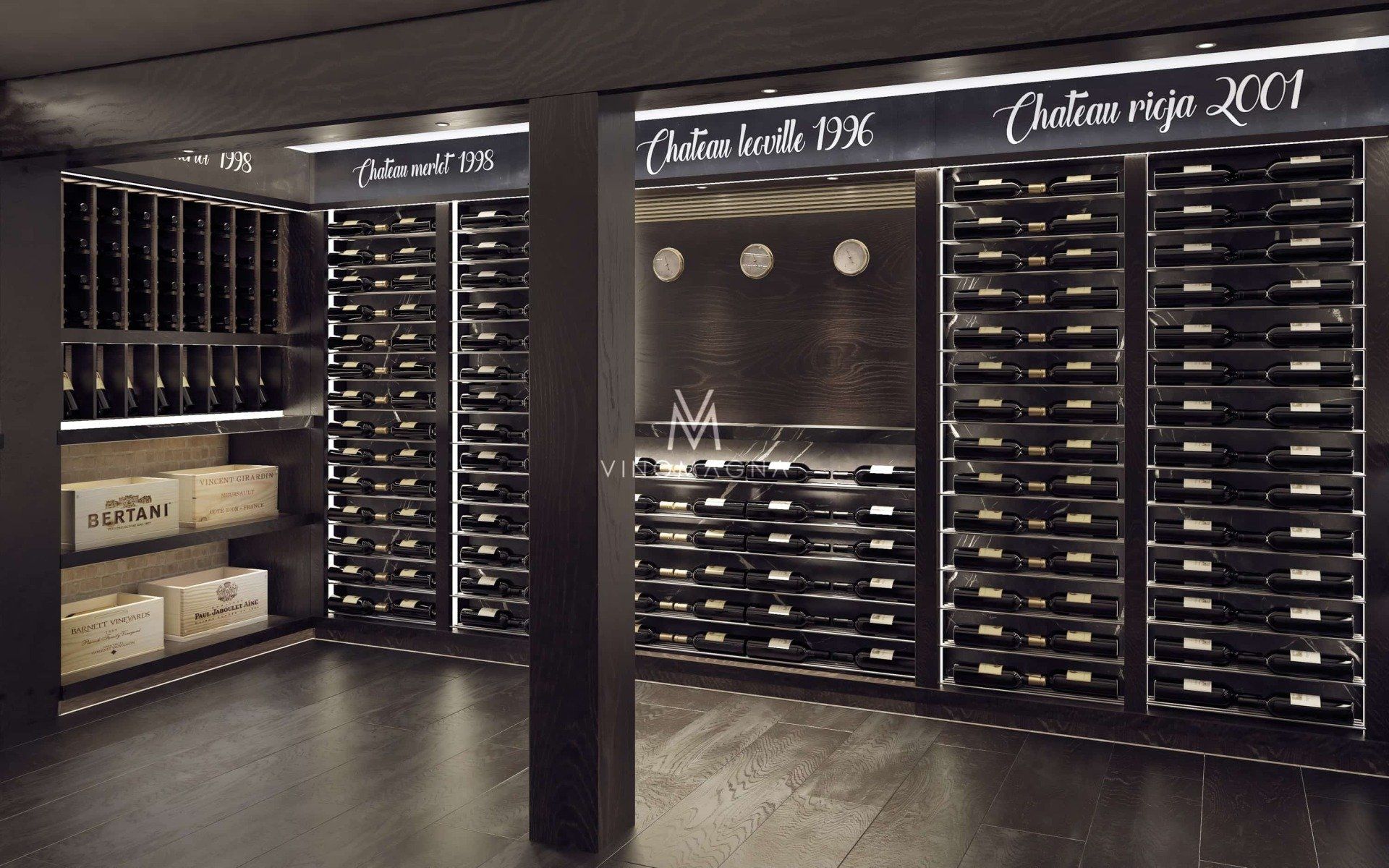 Vinomagna aged oak custom red wine cellar Wall Main Display Vinomagna aged oak custom red wine cellar Wall Main Display