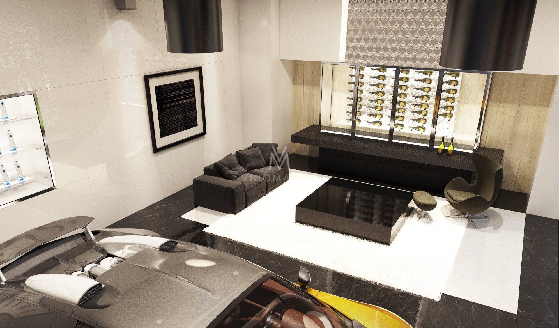 Bespoke Vodka Wall Display With Champagne Vinomagna