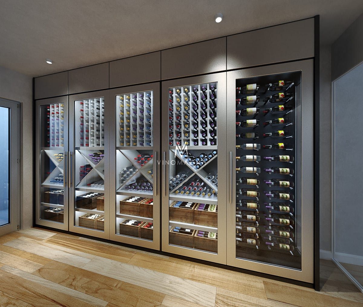 Contemporary Wine Cellar Display Vinomagna