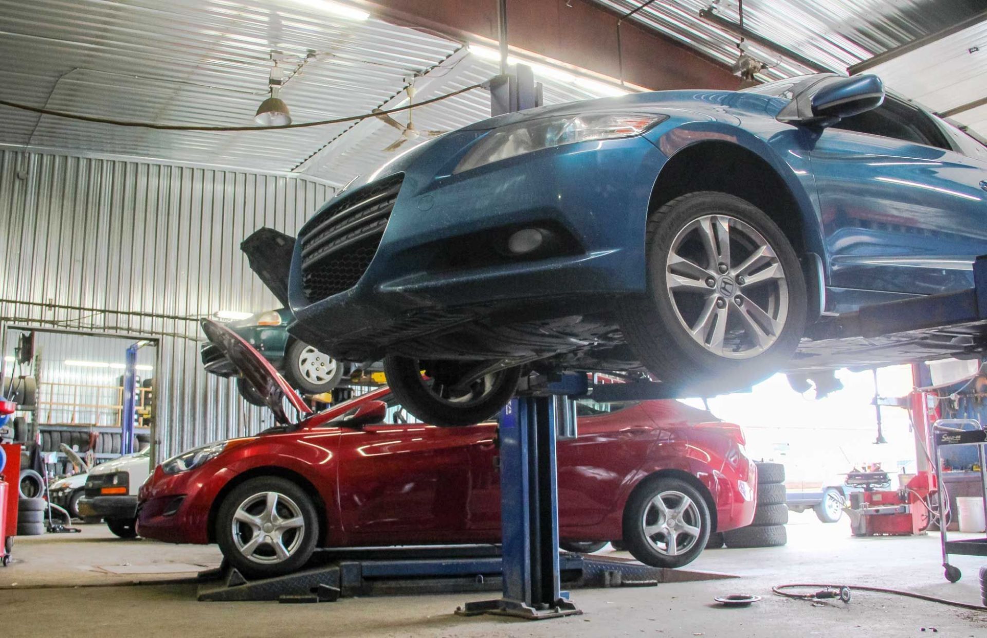 cars being serviced at the service station 2