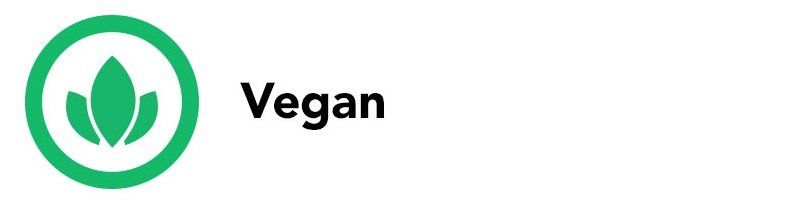 A green circle with a leaf in it and the word vegan on it.