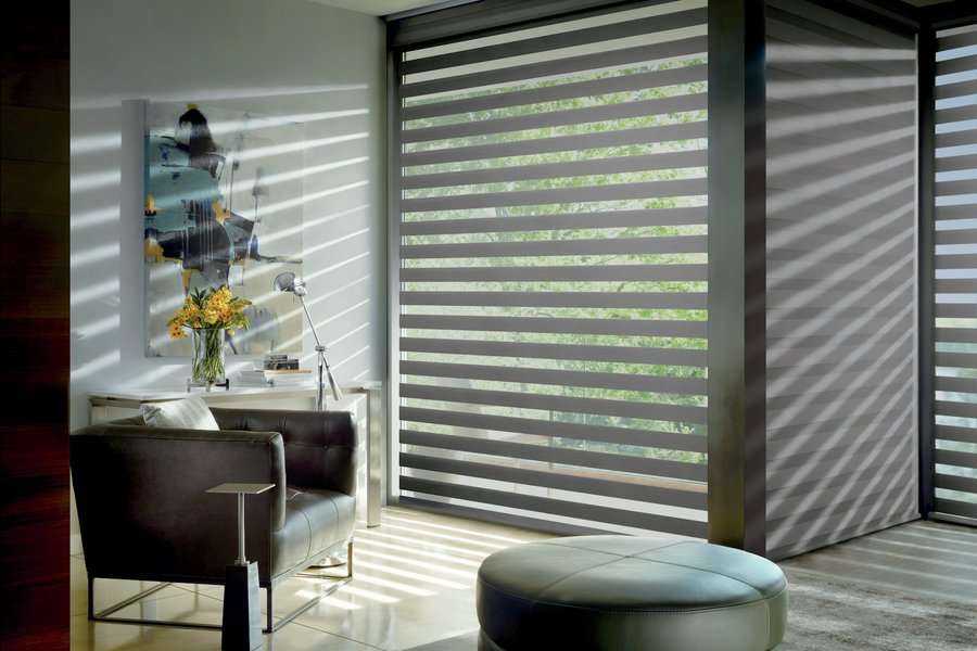 Office near Black Diamond, WA with designer banded shades installed.