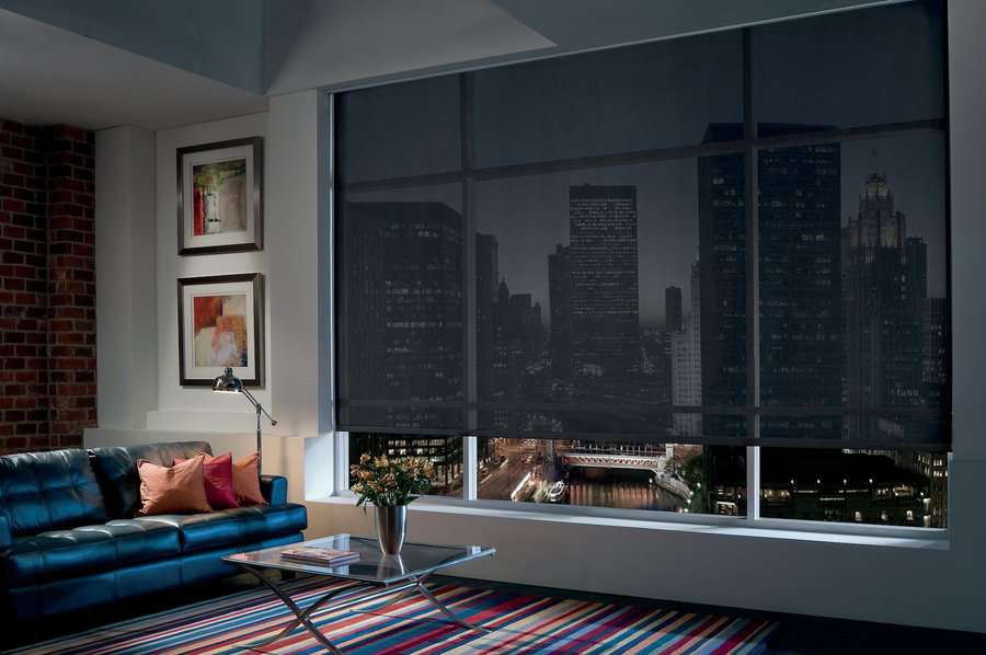Downtown condo in Bellevue, WA with custom designer screen shades