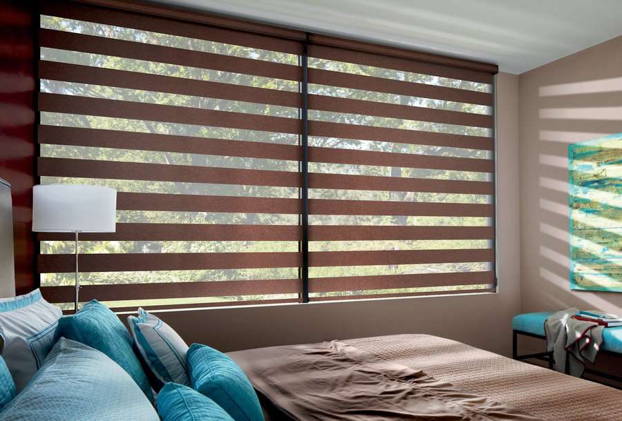 Bedroom near Auburn, WA with designer banded shades