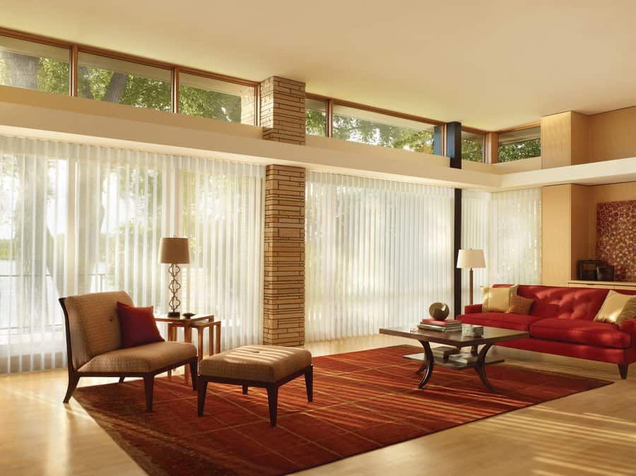 Living room in Auburn, WA with Luminette sheers installed