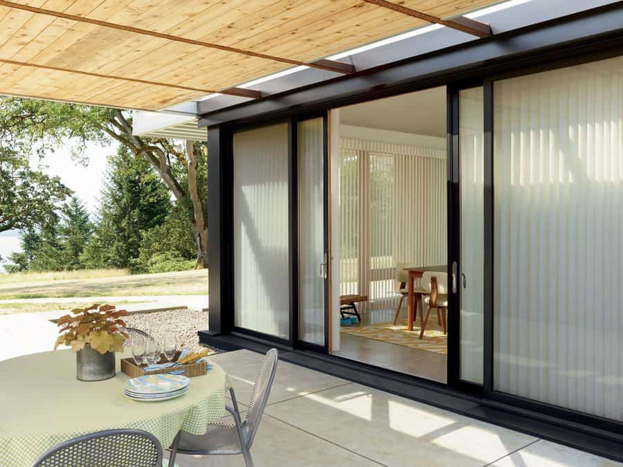 Patio entry of a home near Kent, WA with Luminette sheers installed