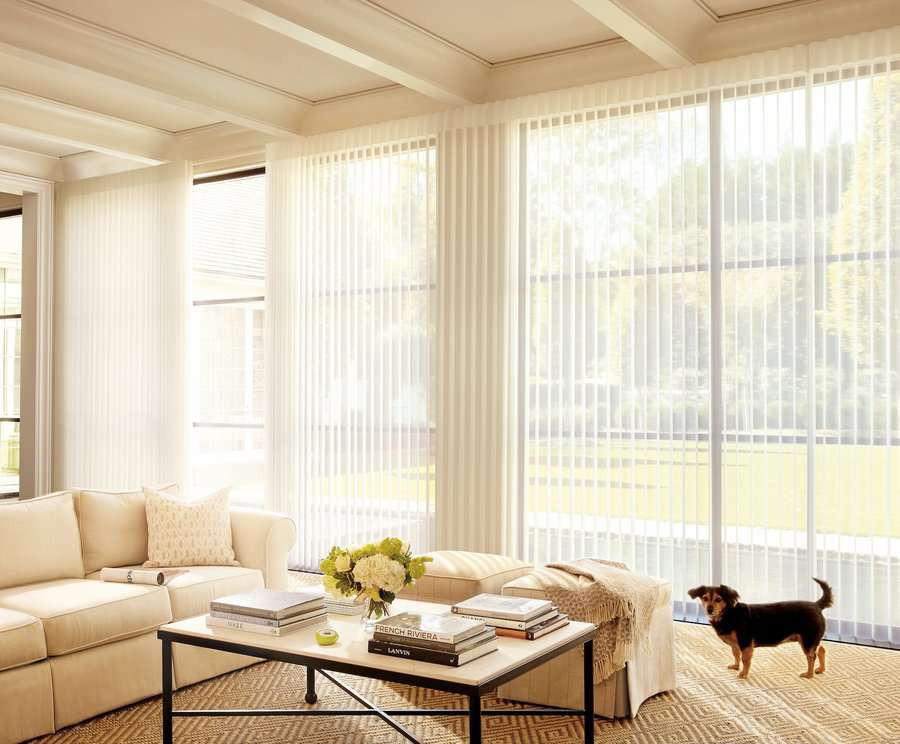 Living room in Renton, WA with Luminette sheers installed