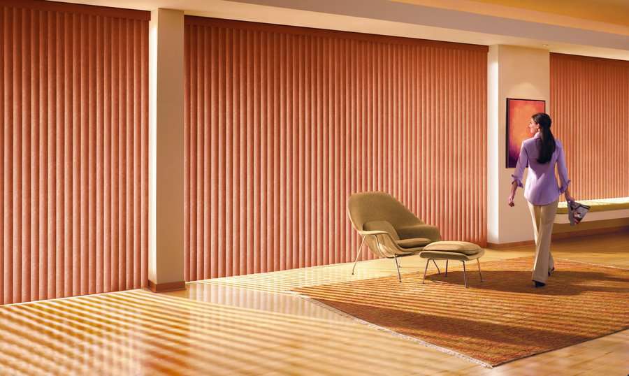 Living room in Maple Valley, WA with Somner vertical blinds