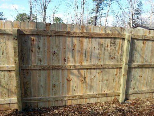 Man by a fence in the woods
