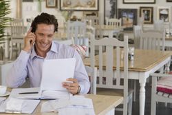 Business owner going over business insurance
