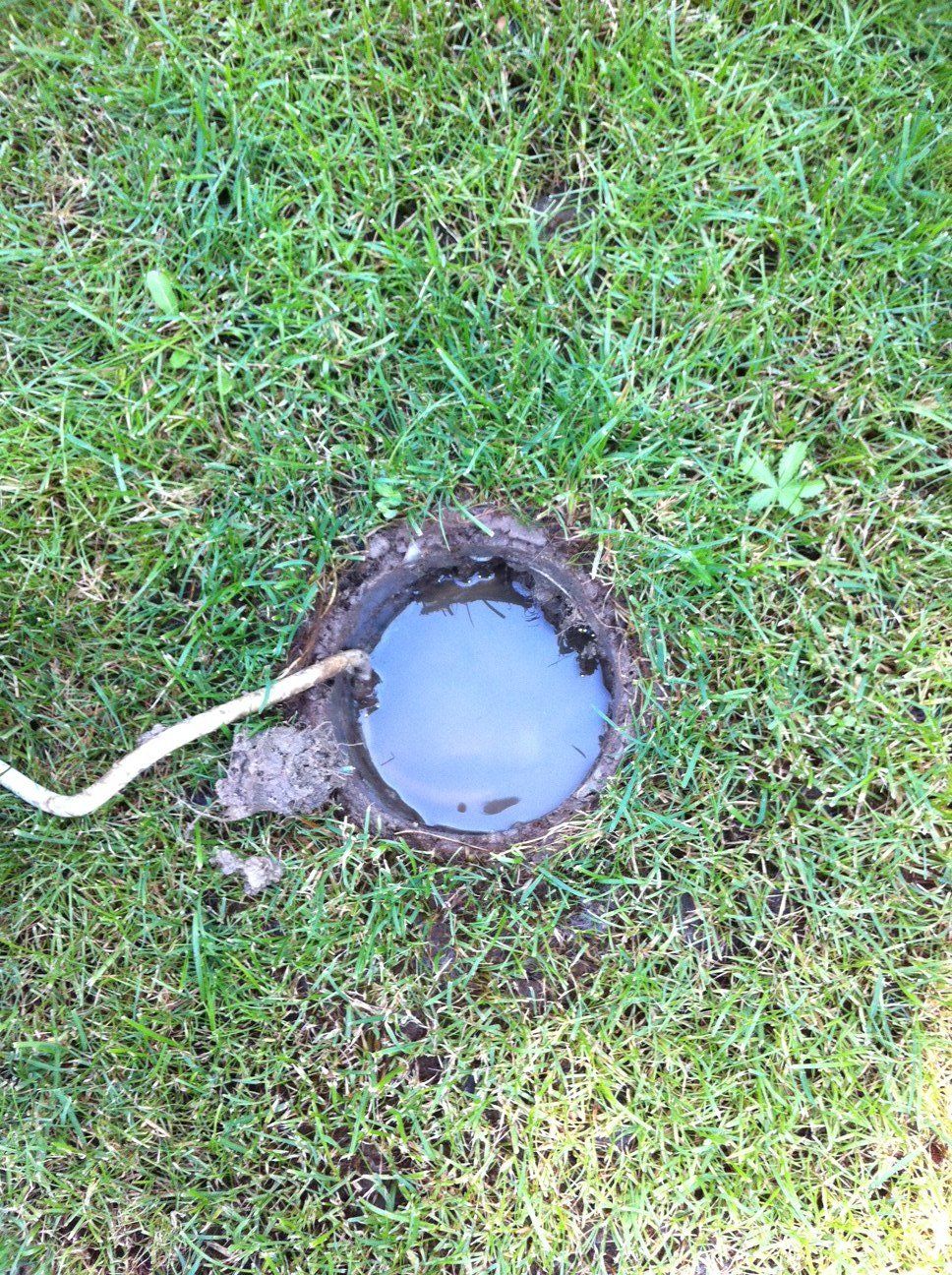 trou d'eau dans l'herbe