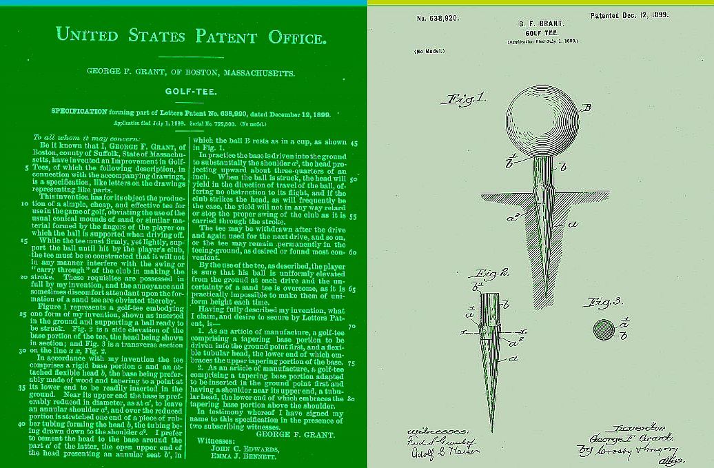 Patent document with text on the left and a diagram of a design on the right, in green and light green.