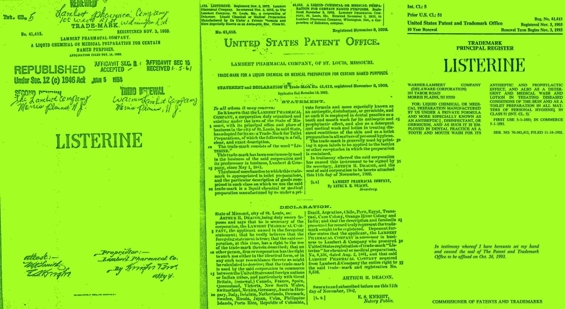Patent document, green tint, text for 