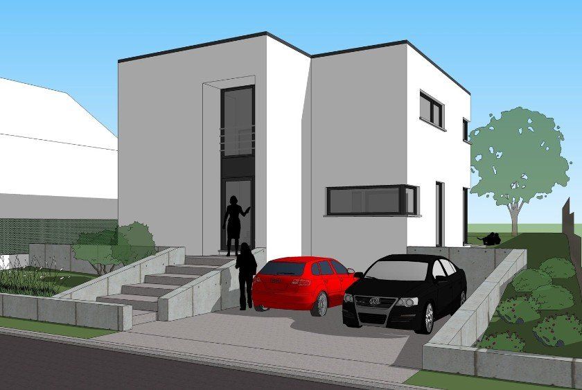 moderne nieuwbouwwoning hedendaagsse architectuur in crepi in Kumtich - Architectengroep Janssens