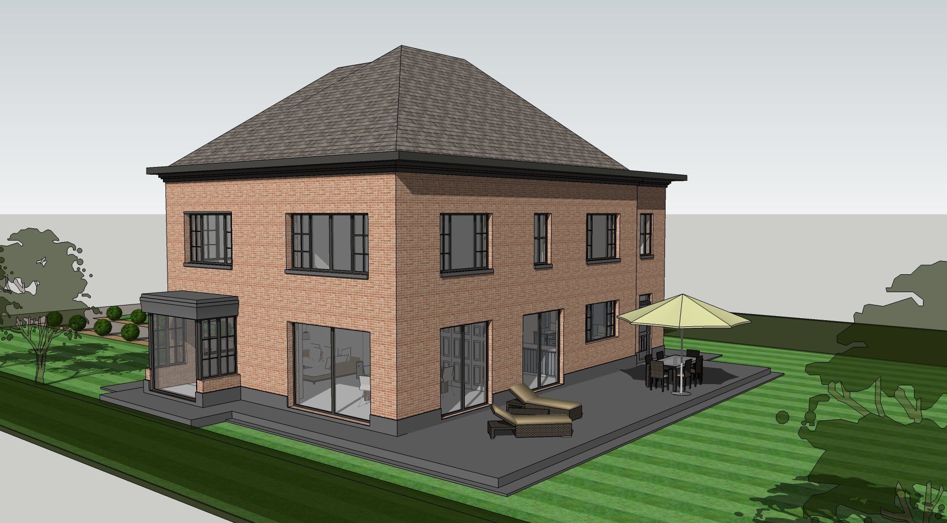 Verbouwing landhuis in manoir stijl tot lage energiewoning in Aarschot - Buiten2 - Architectengroep Janssens