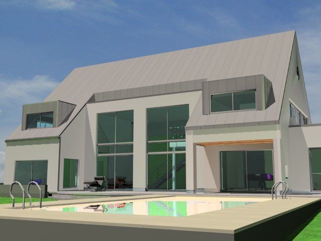 Moderne villa met zwembad in verkaveling in Langdorp - buitenzwembad - Architectengroep Janssens