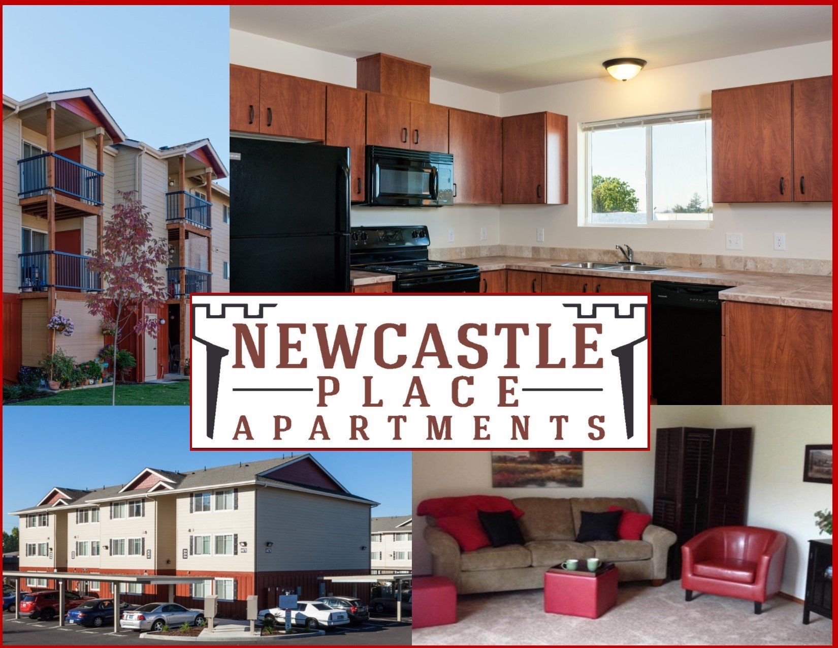 WON
Newcastle Place Apartments in Salem Oregon, Near Chemeketa Community College -advertising graphic.