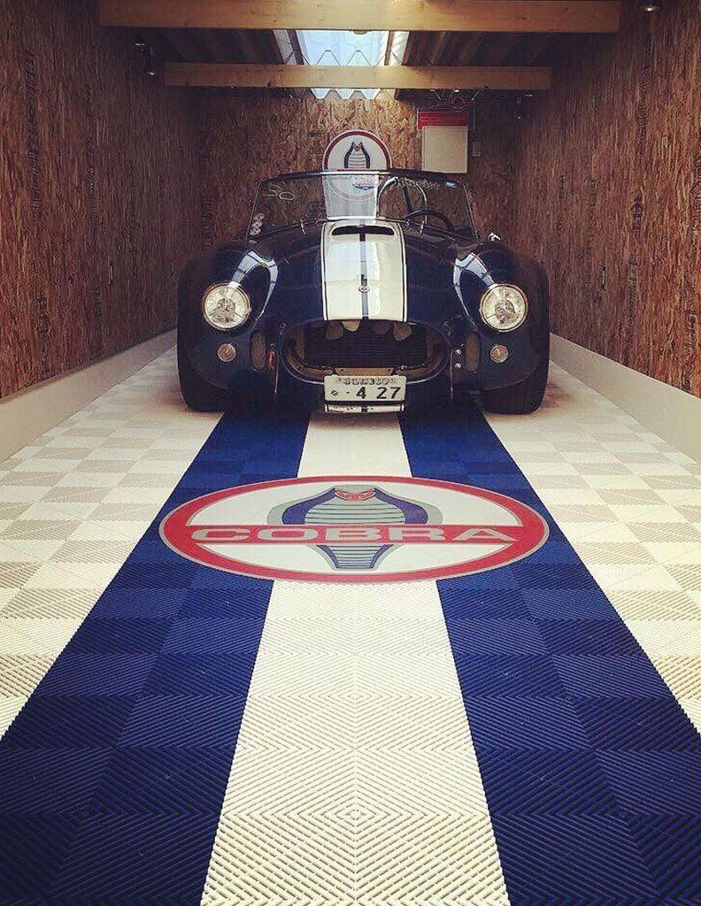 White and Blue Garage Floor Tiles