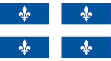 A blue and white flag with four white fleur de lis on it