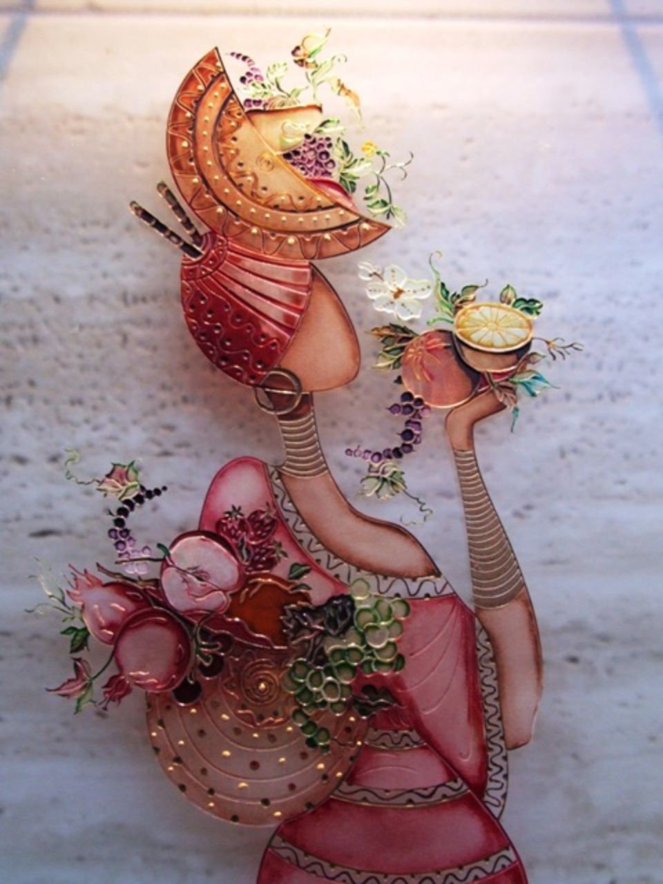decoro di donna su vetro