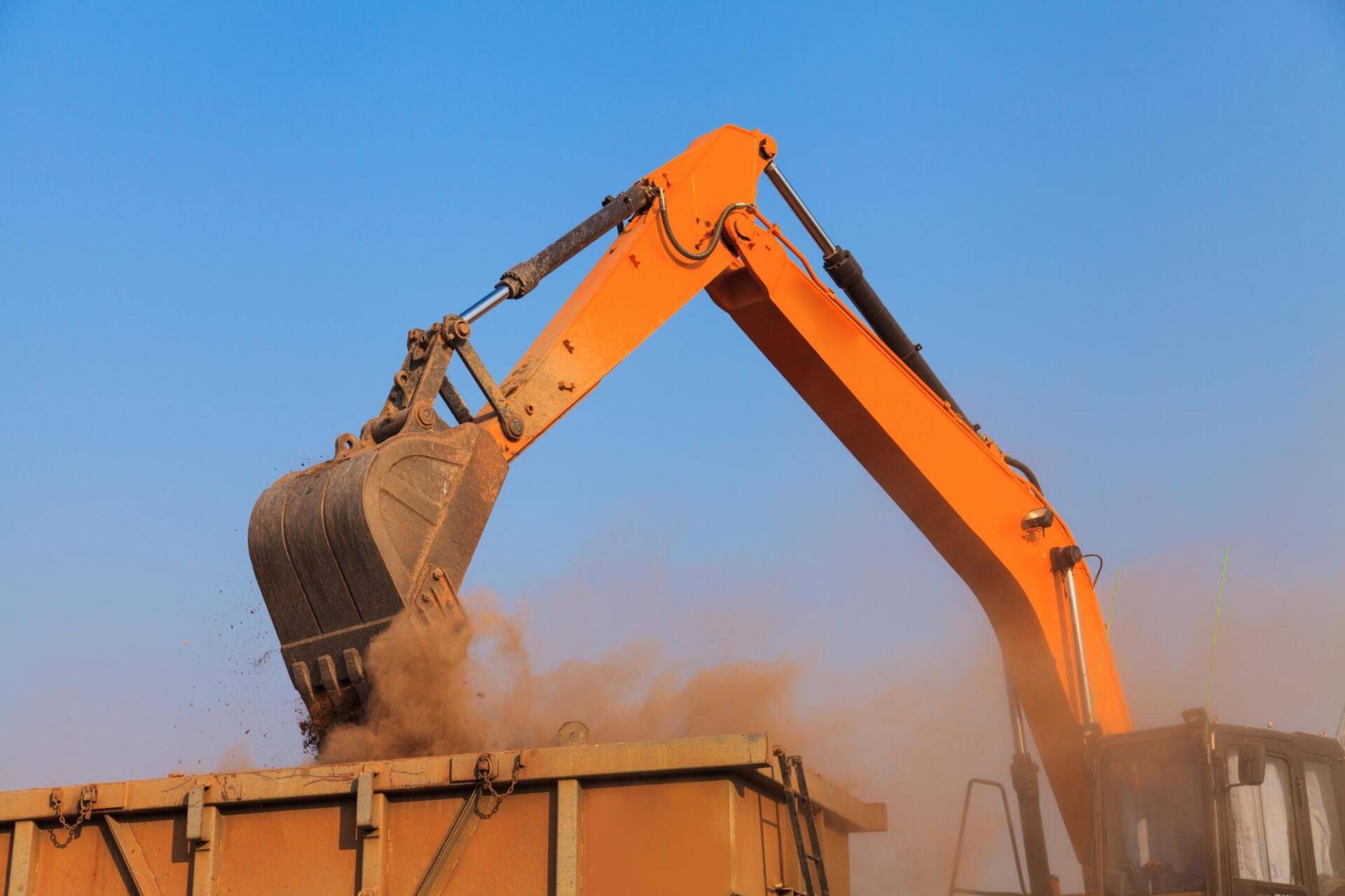 an orange excavator truck