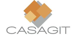 Un logo per un'azienda chiamata casagit con un diamante al centro.