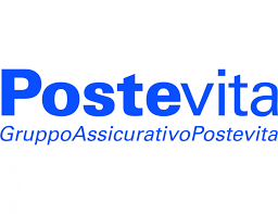 A blue and white logo for postevita gruppo assicurativo postevita